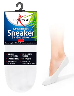 LUCOVITAAL BAMBOE SNEAKERSOK WIT 43-46 1PAAR
