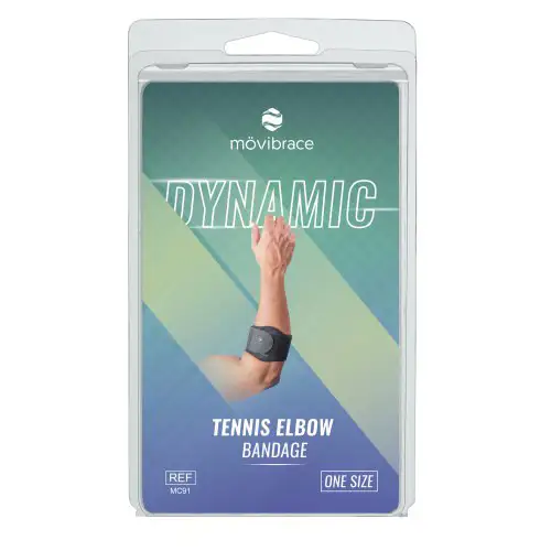 MOVIBRACE TENNISELLEBOOGBANDAGE ZWART DYNAMIC