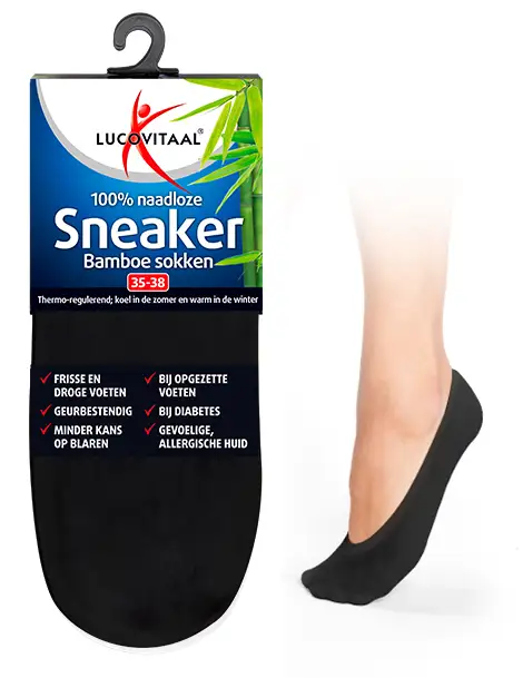 LUCOVITAAL BAMBOE SNEAKERSOK ZWART 35-38 1PAAR
