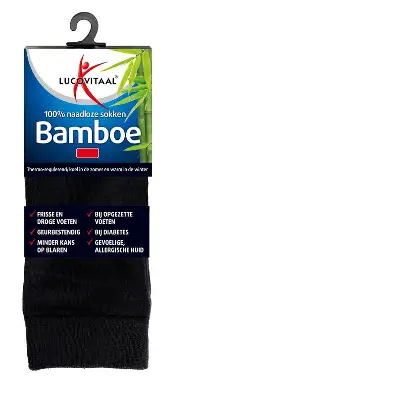 LUCOVITAAL BAMBOE SOK LANG ZWART 43-46 1 PAAR