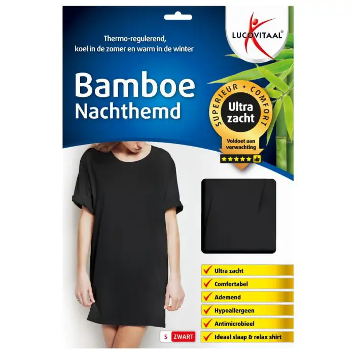 LUCOVITAAL NACHTHEMD BAMBOE -M- KORTE MOUW ZWART 1 STUK