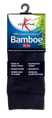 LUCOVITAAL BAMBOE SOK LANG BLAUW 39-42 1 PAAR