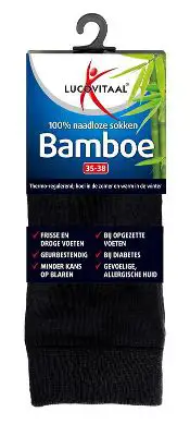 LUCOVITAAL BAMBOE SOK LANG ZWART 35-38 1 PAAR