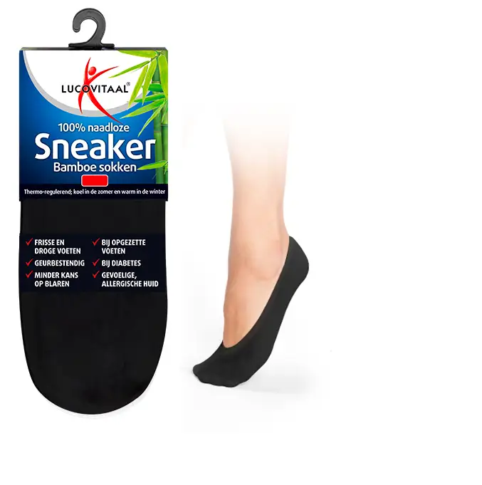 LUCOVITAAL BAMBOE SNEAKERSOK ZWART 39-42 1PAAR