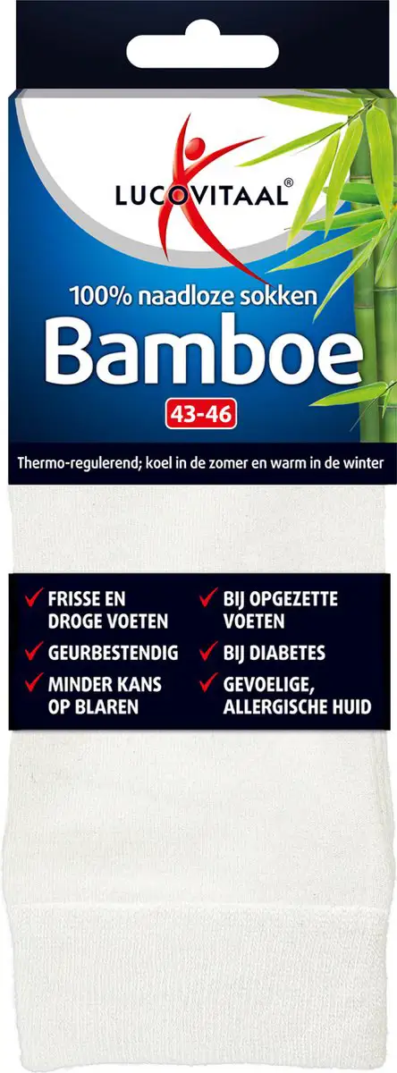 LUCOVITAAL BAMBOE SOK LANG WIT MAAT 43-46 1PAAR