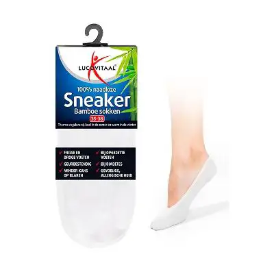 LUCOVITAAL BAMBOE SNEAKERSOK WIT 35-38 1PAAR