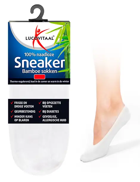 LUCOVITAAL BAMBOE SNEAKERSOK WIT 39-42 1PAAR