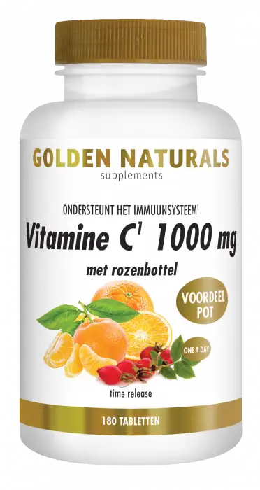 GOLDEN NATURALS VITAMINE C 1000MG ROZENBOTTEL 180ST